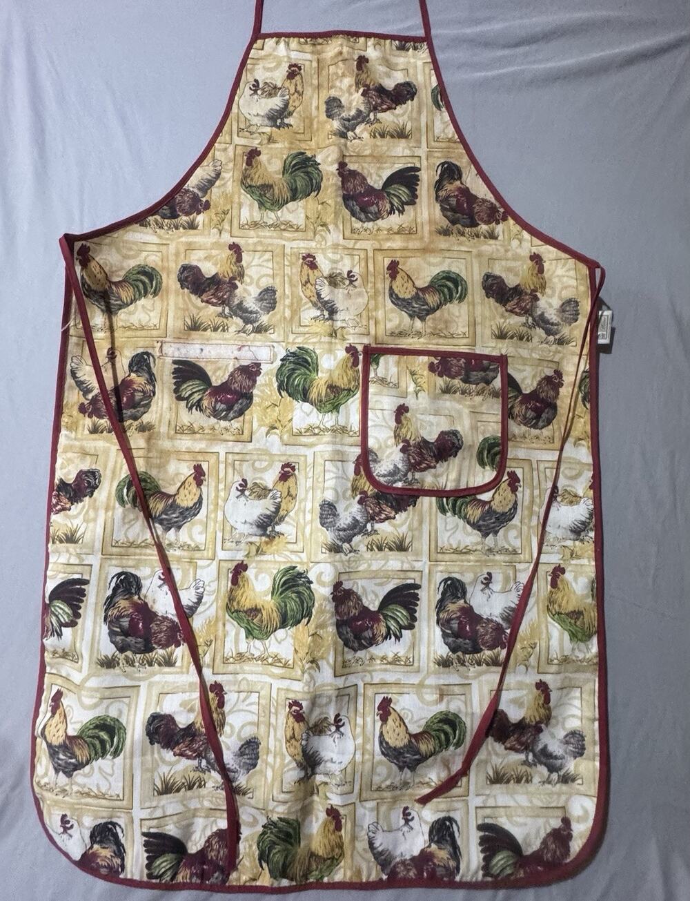 Rooster Chicken Kitchen Apron Farmhouse Country Cottage Full Vinyl Apron Pocket